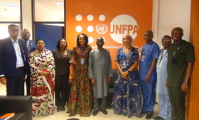 The Honourable Commissioner, Ministry of Cooperation Cross River State (MIDC) Dr. Inyang Asibong with UNFPA Deputy Regional Director and OIC UNFPA Nigeria, Dr Mamadou Kante met on January 22.