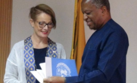Hon. Minister Geoffrey Jideofor Kwusike Onyeama and Ms Ulla Elisabeth Mueller during the submission of letter of credence