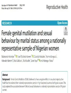 Female genital mutilation and sexual  behaviour by marital status among a nationally  representative sample of Nigerian women